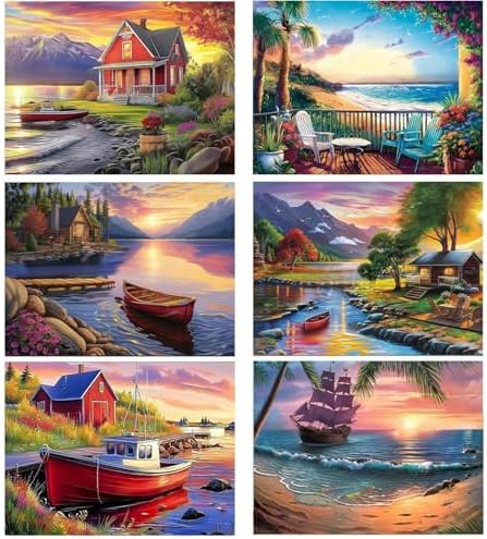DOZEEZOP 6-Pack Diamond Art Kit for Adults, 5D Diamond Painting 16x12 Inch by DOZEEZOP