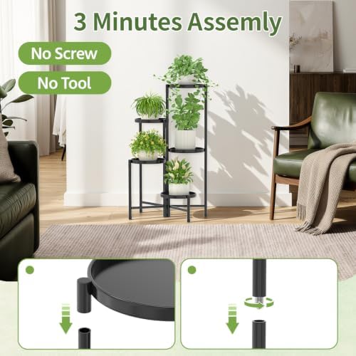 LASZOLA Plant Stand Indoor 10 Inch Large Tray With Lights, 5 Tier Black - Image 5