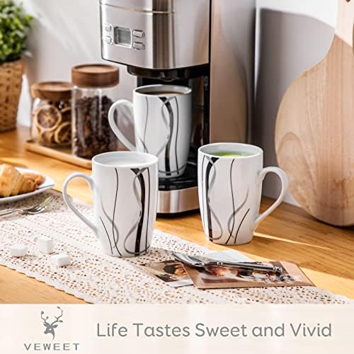 VEWEET Large Coffee Mugs Set of 6, 16 OZ White Cups Set Ceramic, Fiona - Image 2