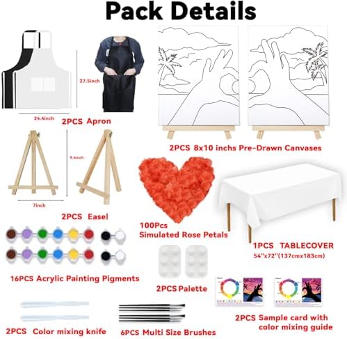 Sip and Paint kit for Adults Finger Heart Pre Drawn Canvas Kits 8x10 - Image 3