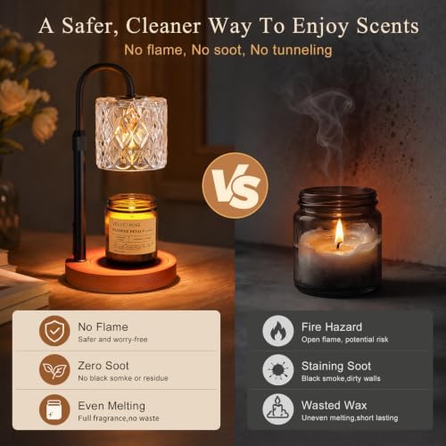 Walnut Candle Warmer Lamp with Timer, Birthday Gifts for Women, Room Decor - Image 4