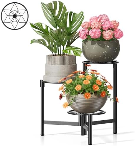 Tiered Plant Stand Outdoor 3 Tier Indoor Metal Flower Shelf for Multiple Plants Corner Tall Flower Holders for Patio Garden Living Room Balcony Bedroom Black Diamond by Unknown