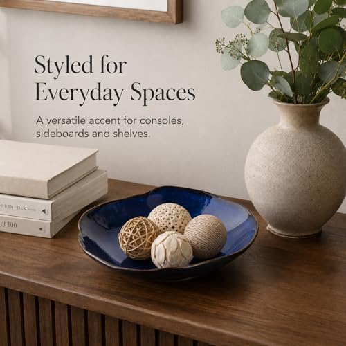 Blue Ceramic Decorative Bowl –10.4" Small Trinket Dish, Fruit Bowl, Candy Dish, Key Bowl for Entryway Table, Jewelry & Ring Dish, Porcelain Catchall Dish for Kitchen, Bedside, Living Room Home Decor - Image 7
