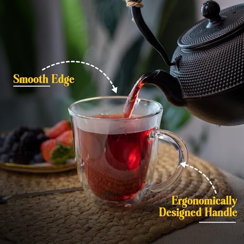 AYL Double Wall Coffee Mugs with Handle (9oz) - Insulated Glass Cups for Tea, Coffee, Cappuccino, Espresso & Latte - Elegant & Clear Beverage Glasses - Image 5