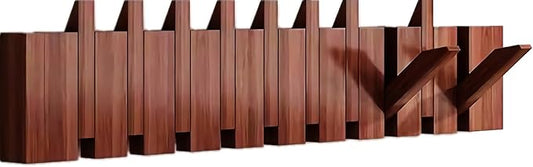 Wall Mounted Coat RackHooks Piano Key Hangers Natural Solid Wood Hanger Non-Woven Fabric Clothes Hangers for Closet, Kitchen, Bedroom, Bathroom, Entryway (Walnut, 10 Hooks)