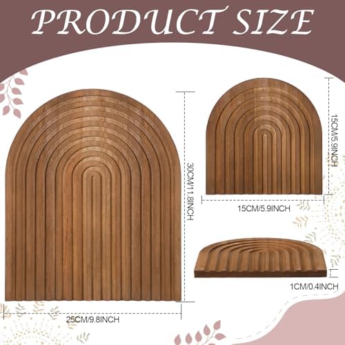 Chunful 2pcs Arch Cutting Board Boho Shelf Decor, Brown, Pine - Image 3