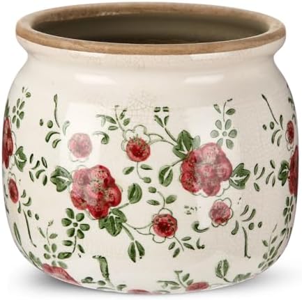Vintage Planter Large Ceramic Plants Pot Red Plum Pot by Unknown