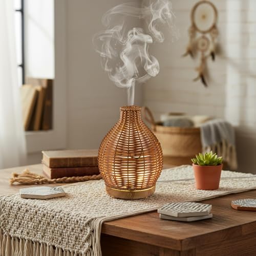 Copkim Essential Oil Diffuser Rattan Woven Boho Aroma Humidifier 80 ml by Copkim
