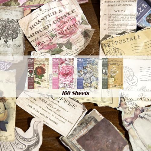 160Pcs Vintage Scrapbook Paper, Double-Sided Junk Journal Paper, 4 Styles - Image 4
