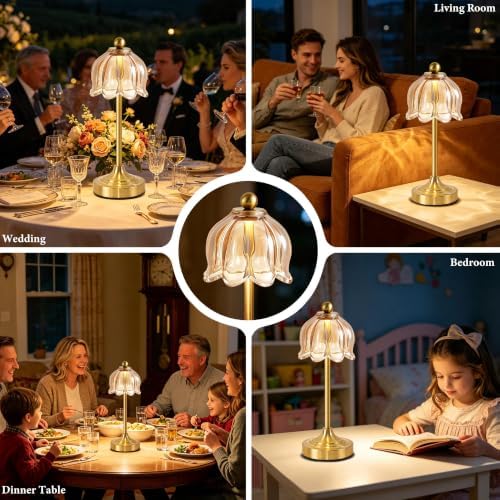 Cordless Touch Table Lamp with Glass Shade (Amber, 1 Pack) - Image 6