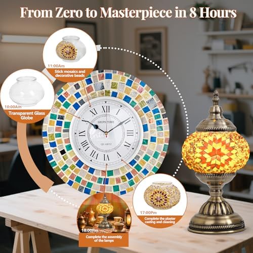 DIY Turkish Mosaic Lamp Kit for Adults & Teens, 5.2" Shade, Amber - Image 4