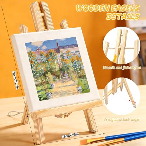 2 Set Acrylic Paint Sets for Adults, Canvas Painting Kit, Paint Kits for Adults, Canvas and Easel Set, 12-Color Acrylic Paints, Brushes, Easel, Palette - for Beginners and Professionals - Image 3