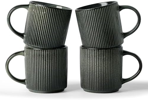 famiware Coffee Mug Set of 4, Star 12 oz Ceramic Mugs Cups Set with Handle by Famiware