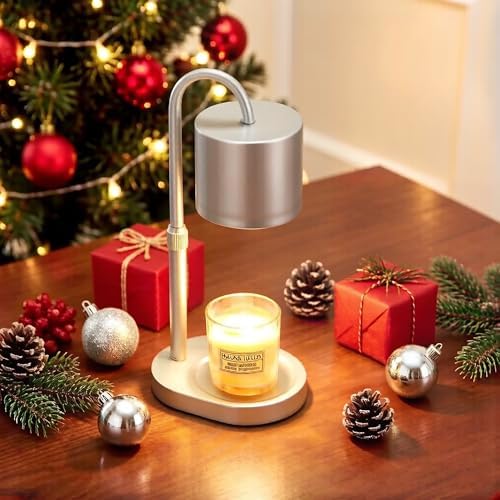 Dreamholder Electric Candle Warmer Lamp with Timer, Dimmable Candle Lamp with Adjustable Height, Wax Melter for Jar Candles Wood Base Floral Home Decor Gifts for Women Mom, Silver - Image 7