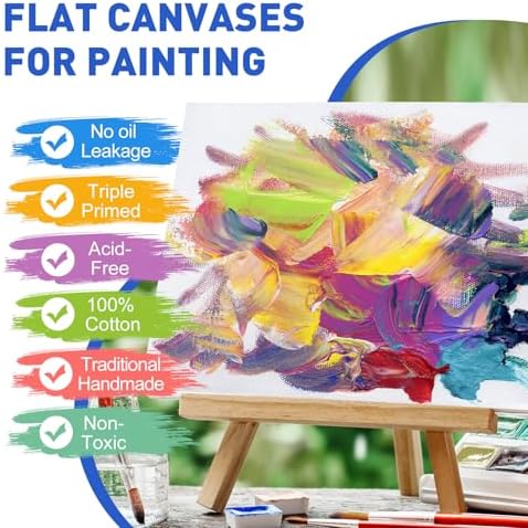 ESRICH 9x12 Canvas for Painting, 12 Pack Canvas Boards for Painting Cotton Primed Acid Free Blank Flat Canvas Panels for Oil Watercolor Acrylic Tempera Paint. - Image 4
