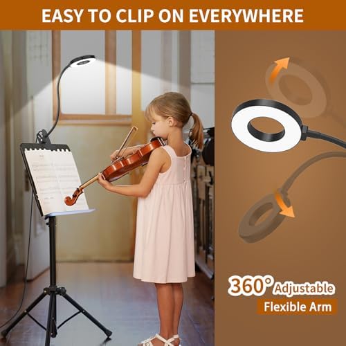 iZELL Desk Lamp, LED Reading Light with Clamp, 3 Color Modes & 10 Brightness Flexible Arm Book Light for Kids Reading Book in Bed at Night Clip on Table, Computer, Zoom Meetings - 27.6‘’ Black - Image 5