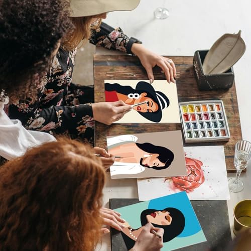 Ctosree 12 Pcs Pre Drawn Canvas for Painting,Cool Lady,8 x 10 Inch - Image 6