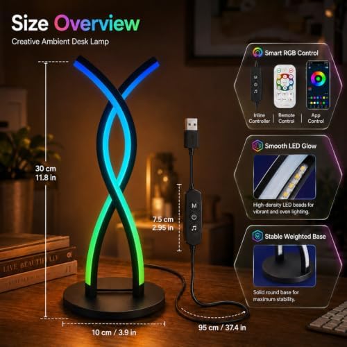 MORIACC Smart RGB LED Table Lamp with Music Sync & App Control - Image 6