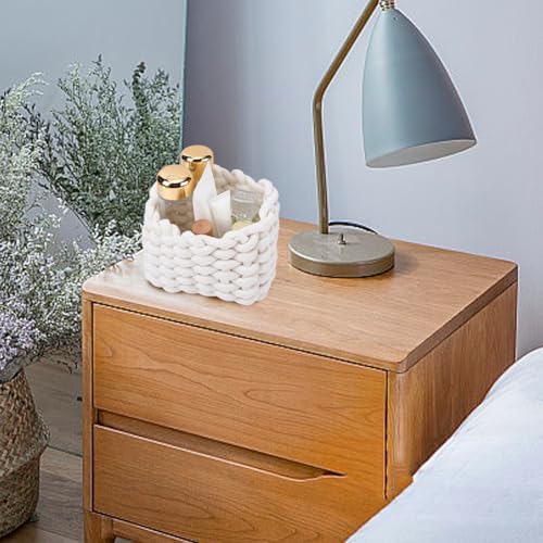 CREATCABIN Woven Small Baskets Cotton Rope Baskets for Organizing Bins White Mini Tiny Baskets Boho Square Storage Basket for Nursery Cosmetics Living Room Bathroom Cube Shelf Home Decor 7x5x6Inch - Image 4