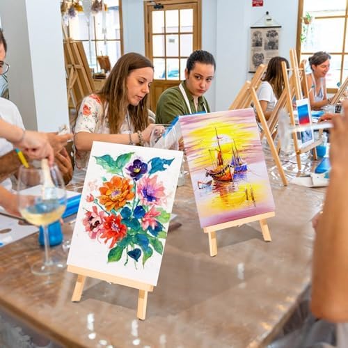 AROIC 208 Pcs Easel Sets with 16 Easels, 160 Brushes, 16 Canvas, 16 Palette - Image 6
