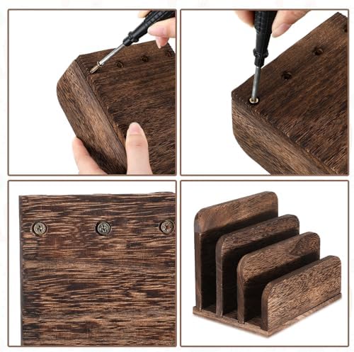Briwooody Wooden Mail Organizer 3 Slots Mail Holder, Dark Brown - Image 3