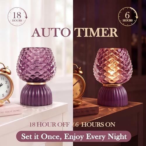 Small Battery Operated Lamp with Timer, Pinecone, Purple - Image 4