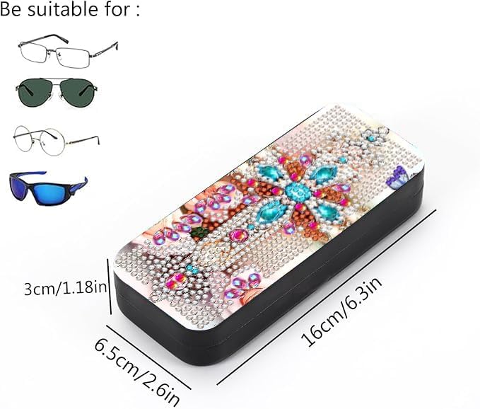 Leatrice 5d Diamond Art Kits for Adults Small Diamond Painting Kit Eyeglasses Case Gem Eyeglasses Case Art Paint by Diamonds Dots DIY for Beginner Women