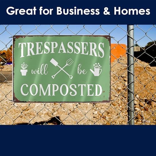 Trespassers Will Be Composted Vintage Metal Tin Sign,Retro Iron Painting Warning Wall Poster for Home Kitchen Cafe Coffee Store Room Decor Plaque 8x12 Inch - Image 4