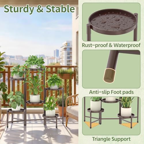 LASZOLA Plant Stand Indoor with 10 Inch Large Metal Tray, 6 Tier Bronze - Image 6