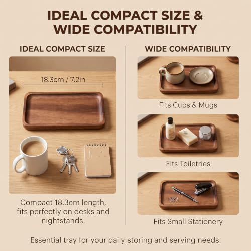 7.2 x 4.09 Inch Mini Wooden Platter,Rectangle Decor Serving Tray - Image 7