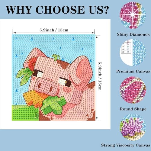 CraftyTime 6 Pack 5D Diamond Painting Kits for Kids Beginners,Cute Game-Themed DIY Diamond Art Kit for Kids,Full Round Drill Big Gem Art for Kid,Home Wall Decoration 6X6 inch - Image 2