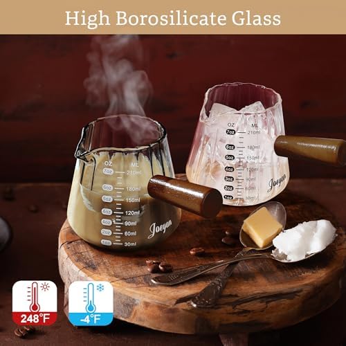 Joeyan Espresso Cups 7 oz, Ribbed Glass Measuring Cup, Espresso Accessories - Image 4