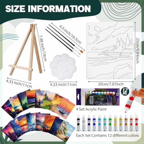 Zhanmai 88 Pcs 8 x 10 Inch Pre Drawn Canvas for Painting Kit Pre Stretched Canvas for Sip and Paint Party Favor Coloring DIY Virtual Party Birthday Gifts Adult's Date Night(Oil Painted Landscape) - Image 2