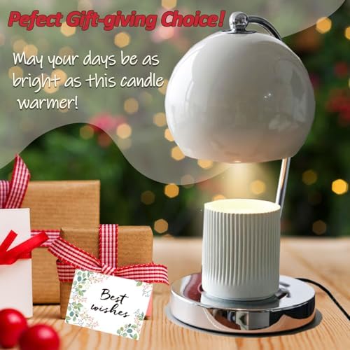 Modern Wide Base Candle Warmer Lamp, Timer/Dimmer (White) - Image 3