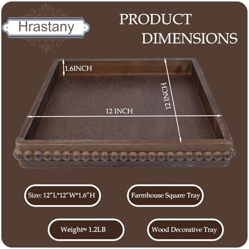 Hrastany Square Wood Decorative Serving Tray, 15"*9" Retro Brown - Image 3