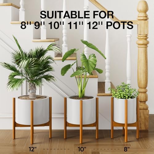 MUDEELA Plant Stand for Indoor, Bamboo Material, Pale Brown, 14.5 Inch Tall - Image 3