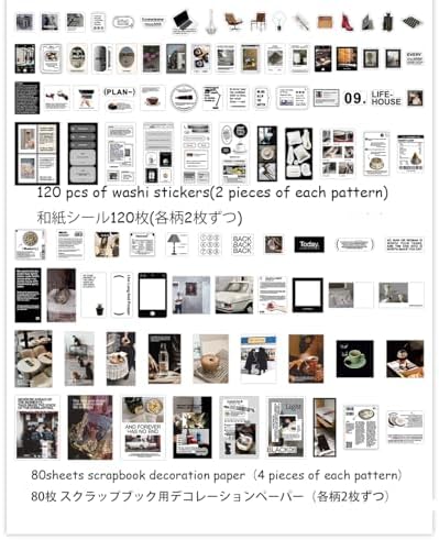Alideco 200pcs Vintage Scrapbook Supplies Pack for Art Journaling Bullet Junk Journal Planners DIY Paper Stickers Craft Kits Notebook Collage Album Aesthetic Cottagecore Picture Frames (yehangxifei) - Image 2