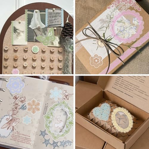 130 Pcs Lace Scrapbook Stickers - Colorful Butterfly & Feather Embellishments for Journaling, Wedding Albums, DIY Crafts, Scrapbooking Supplies & Bullet Journal Decor - Image 5