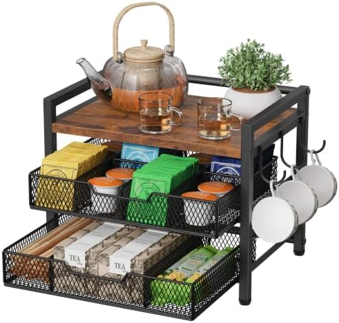 Giikin Tea Bag Organizer, Tea Organizers and Storage with 2 Drawers by Giikin