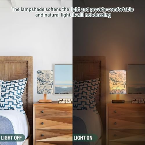ALAZA Dinosaurs Dino Lamp for Girls Boys Bedroom Bedside Table Lamp with USB Port LED Kids Nightstand Lamp Wood Base Desk Living Room Decor - Image 6
