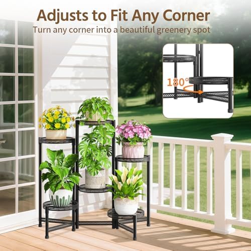 LASZOLA Plant Stand Indoor Outdoor Tall with 10 Inch Larger Tray, Black - Image 3