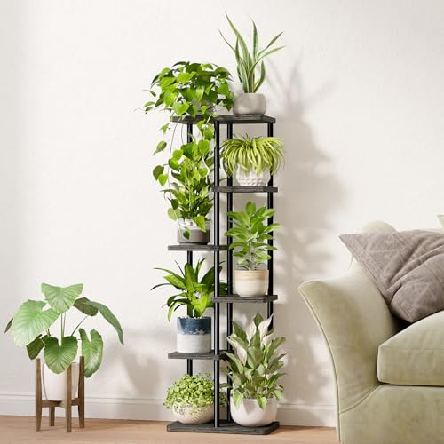 Bamworld Tall Plant Stand Indoor, 6 Tier Metal Plant Shelf for Multiple Plants, Tiered Flower Pot Stands for Patio Garden Balcony Living Room Bedroom, Black - Image 4