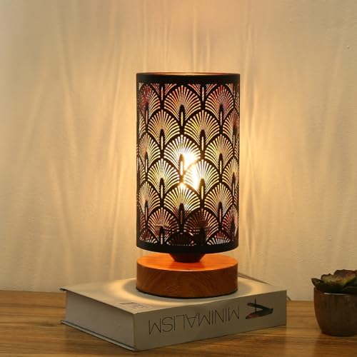 Small Industrial Table Lamps Dimmable, Bedside Lamps for Nightstand,End Table Side Desk lamp with Rustic Black Metal Cage Lampshade for Bedroom, Kids Room Living Room 2700K LED Bulb Included by Tingsizelighting