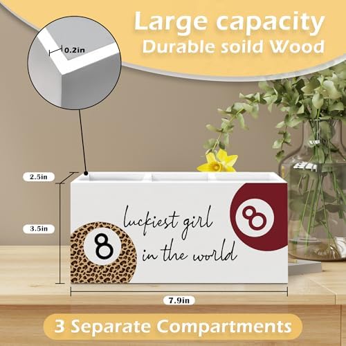 Funky Lucky 8 Ball Pen Pencil Holder, Cheetah Print Gifts for Women, Leopard Desk Accessories, Trendy Red Leopard Print Ball Wooden Pen Pencil Organizer for Girly Bedroom Dorm Desk Decor - Image 7