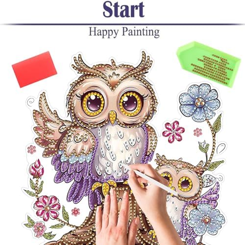 Diamond Painting Kits for Adults Beginners, 5D Full Drill Owl Crystal Art Desktop Ornament, DIY Single Sided Home Office Desk Decor, Creative Craft Gift Set with Tools - Image 6