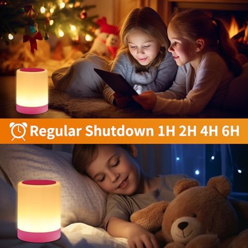 OORUN Touch Bedside Table Lamp,13 RGB Colors & 5 Brightness, USB Rechargeable Desk Lamp, Remote Control Dimmable Night Light with RGB Color Changing,Portable Lamp for Baby, Bedroom, Living Room (Pink) - Image 6