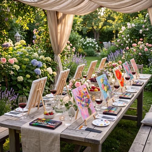 Ctosree 72 Pcs Artistic Flowers Paint and Sip Kit for Adults 8'' x 10'' Pre Drawn Canvas for Painting DIY Pre Printed Canvas for Party Favor Acrylic Painting Kit Wood Easel Brushes Date Night Bulk - Image 5