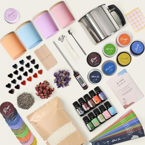 SHOWIN Candle Making Kit, DIY Candle Making Supplies for Adults, Starter Soy Wax Candle Kit with Candle Jars & Tins, Scented Home Decoration - Image 5