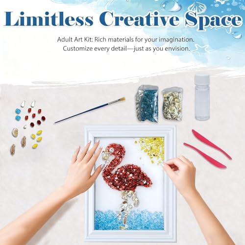 CIYOJA Sea Glass Stained Glass Kit – Flame Bird Resin Art Mosaic Kit for Adults, DIY Craft with Crushed Seaglass, Vibrant Bird Artwork for Home Déco Beginners & Creative Art Projects - Image 2