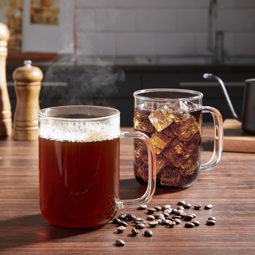 Glass Coffee Mugs, 24 oz Ice coffee cups, Large Clear Tea Cups Set of 4, Glass Mugs with Handles, Glass Cups for Latte, Cappuccino, and Tea - Image 7